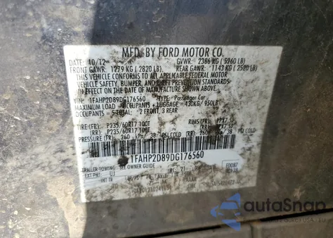 2013 Ford Taurus Se from USA, damaged, VIN 1FAHP2D89DG176560